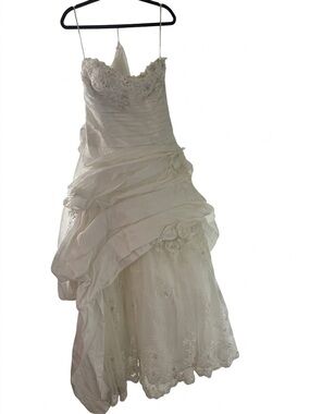 Mon Cheri Ivory Beaded Spaghetti-Strap Wedding Gown